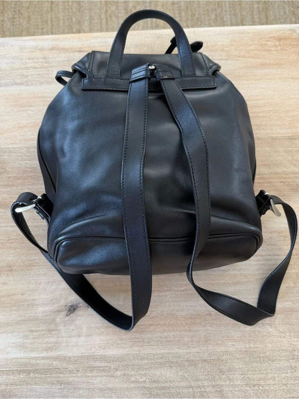 Prada Black Leather Backpack